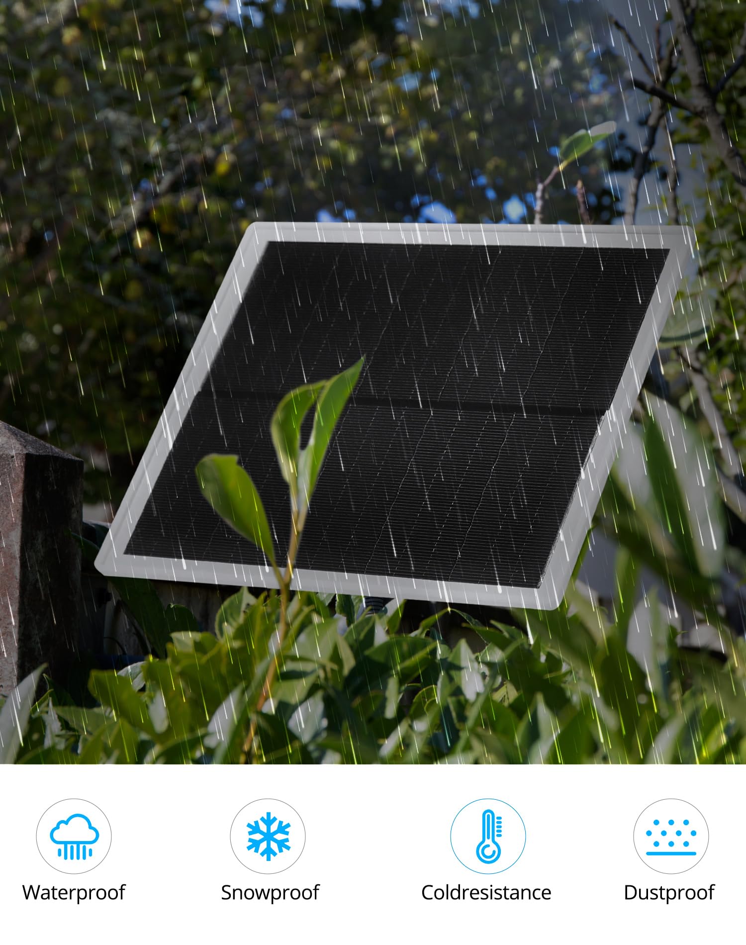 QWORK® Pack da 2 moduli solari da 6 W per telecamere di sorveglianza da esterno, tasso di conversione elevato del 24%, impermeabile IP65, con cavo USB da 3 m e staffa di montaggio a 360°