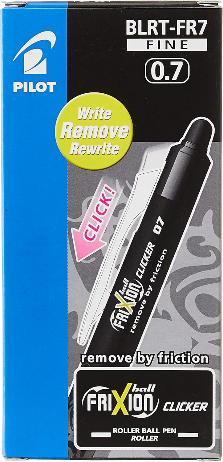 Pilot Frixion Clicker Retractable Erasable Rollerball 0.7 mm Tip - Pink, Box of 12