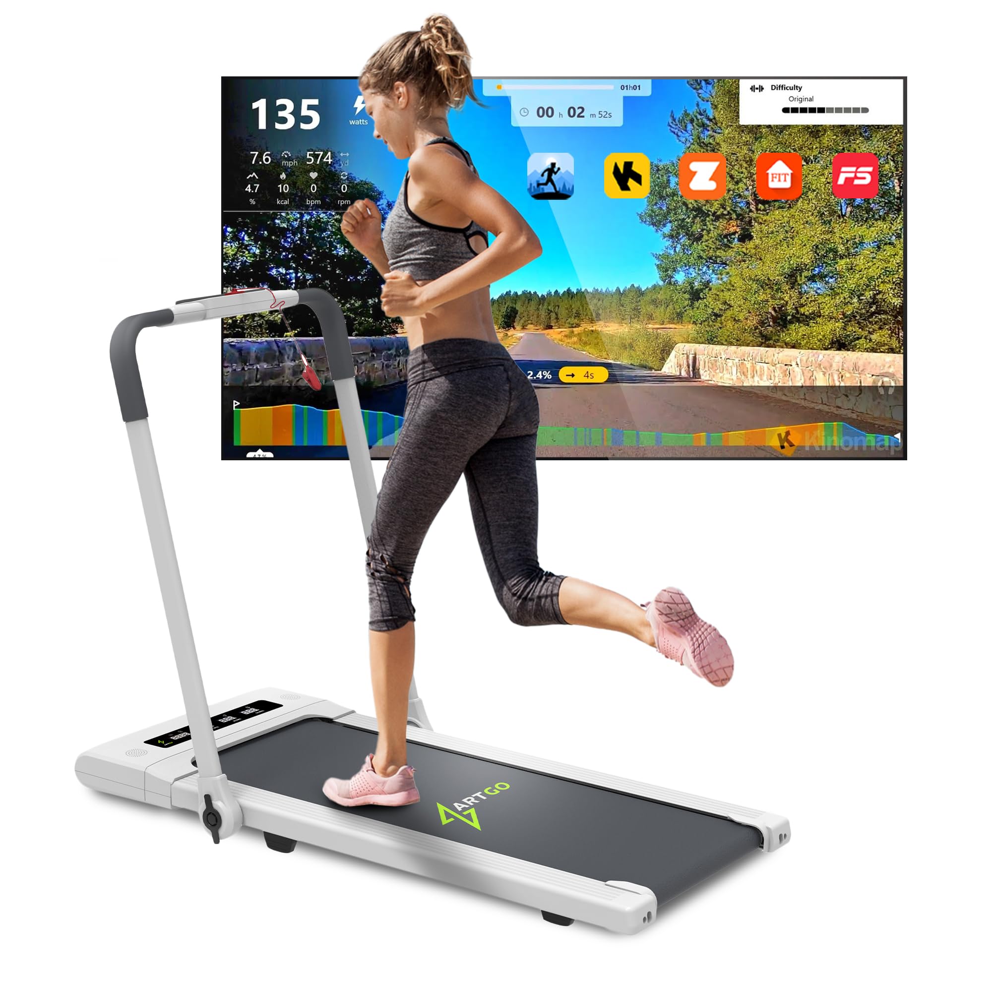 ArtGo GIOTTO Tapis Roulant Elettrico Salvaspazio, Compatto, APP Interattive, Bluetooth, Fino a 10 km/h, ASSISTENZA E GARANZIA ITALIA
