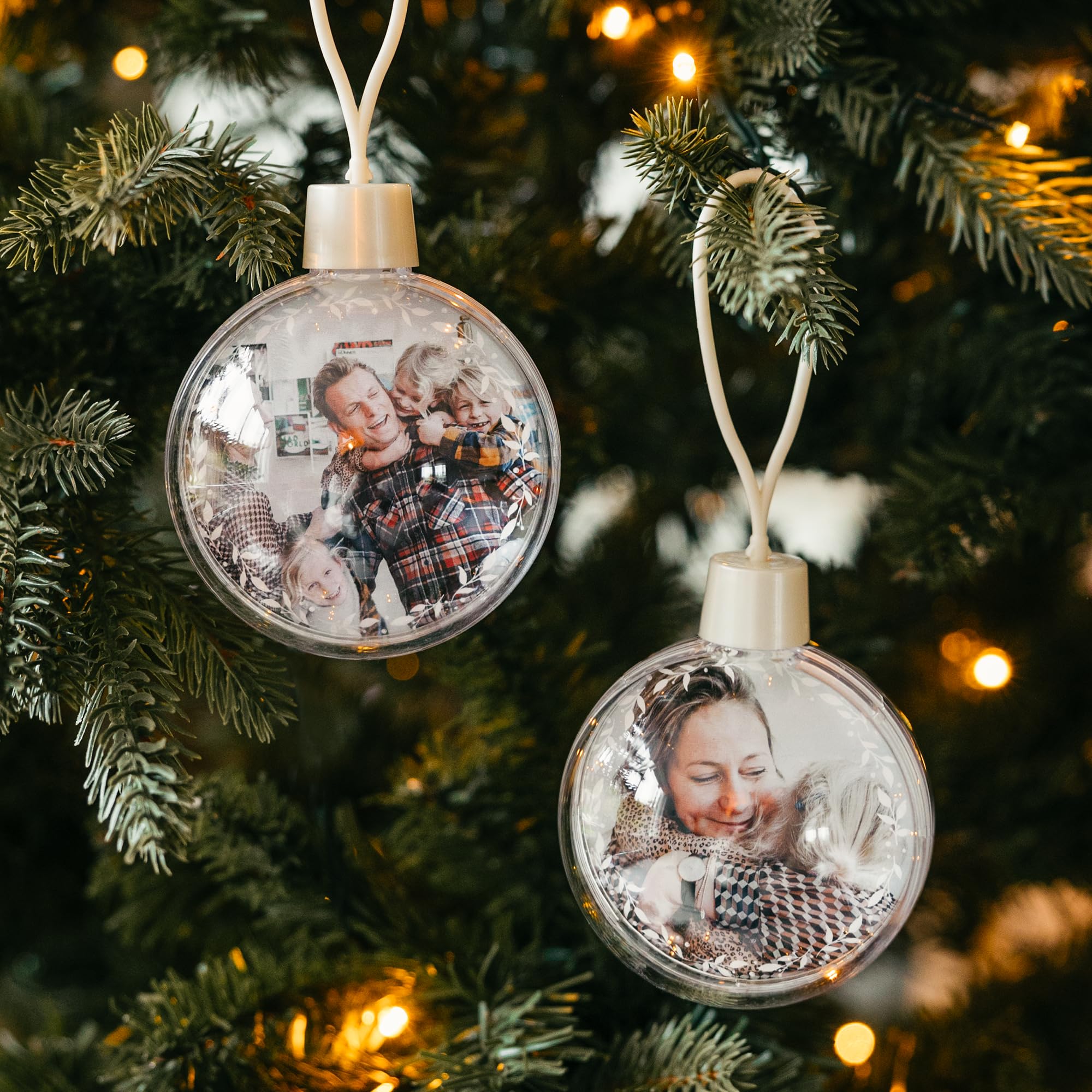 Your Surprise Multicoloured Personalised Christmas Baubles - Personalised Plastic Baubles With The Photo Of Your Choice, Double-Sided Print (2 Pieces)