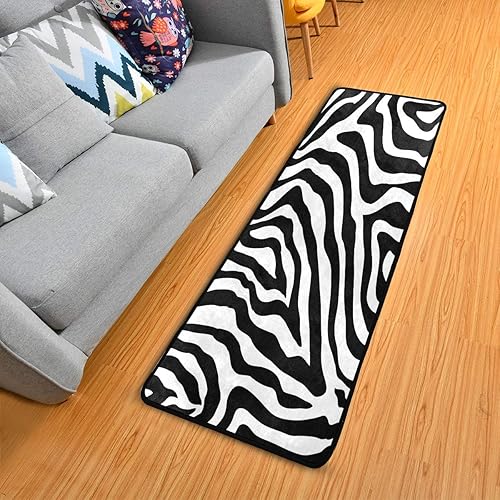Miniatura 2 de Alfombra de pasillo con estampado de cebra, moderna, antideslizante, para pasillo, entrada, alfombra larga para sala de estar, dormitorio (2 x 6