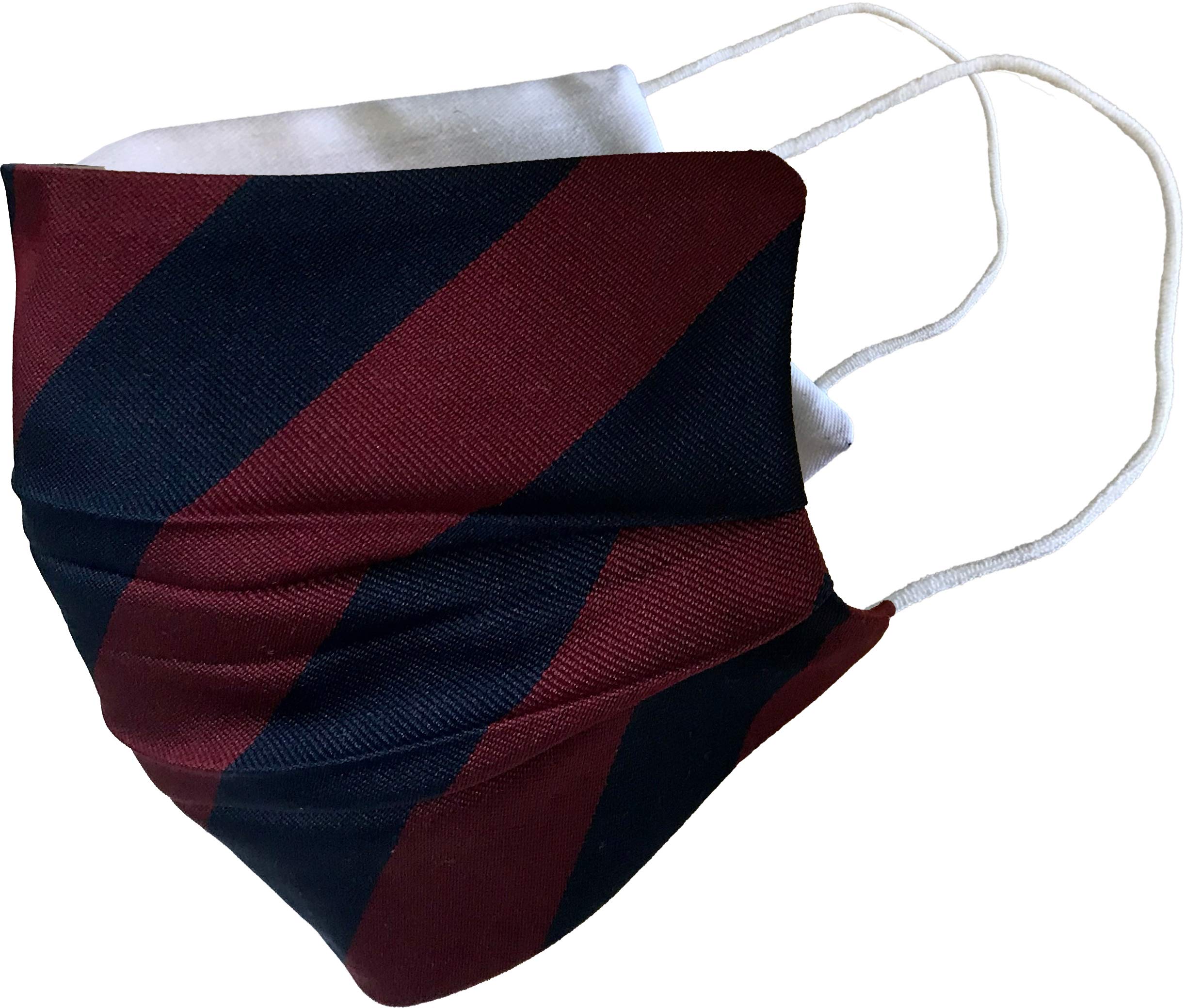 Great British Tie Club Men's Navy Blue, Burgundy Adult Brigade Of Guards Regital Face Covering Mask