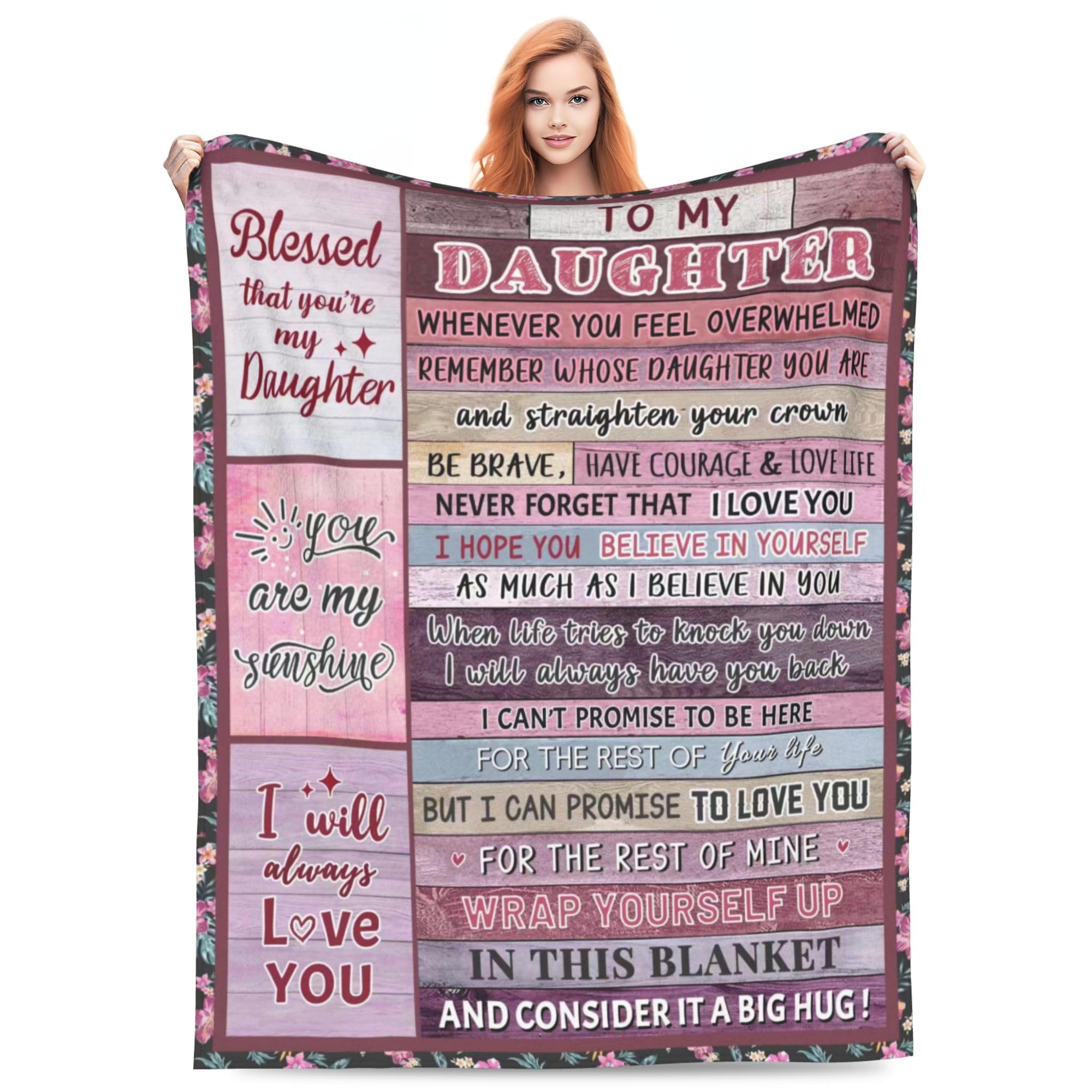 Xinvast Daughter Blanket from Mom and Dad - to My Daughters from Dad, Gift for Birthday, Graduation, Christmas, Soft Flannel Throw Blanket, 60"x50"