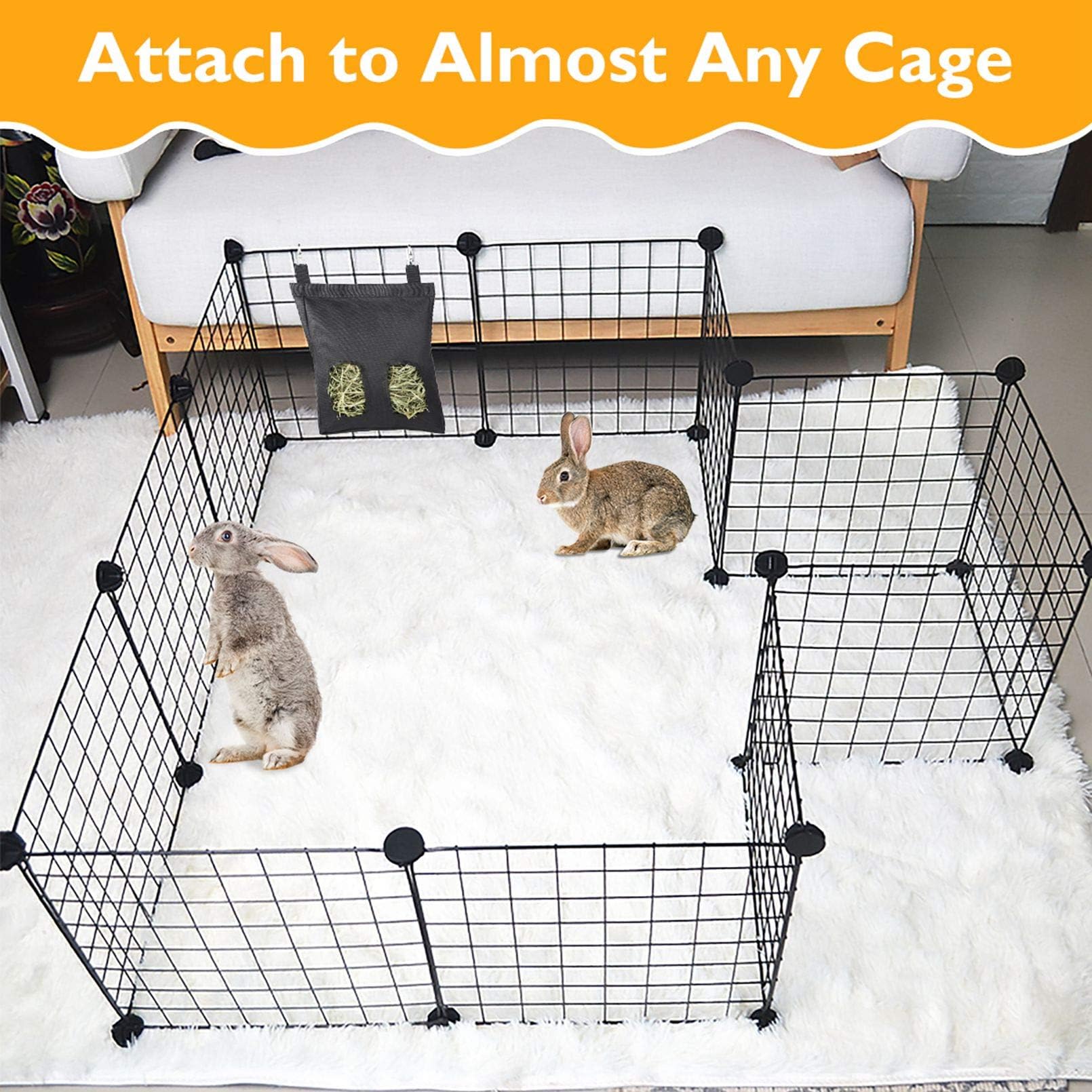 beueyfr Rabbit Hay Feeder Bag, Guinea Pig Hay Feeder Holder,Black Hanging Feeding Hay for Small Animals 600D Oxford Cloth Fabric - Image 3