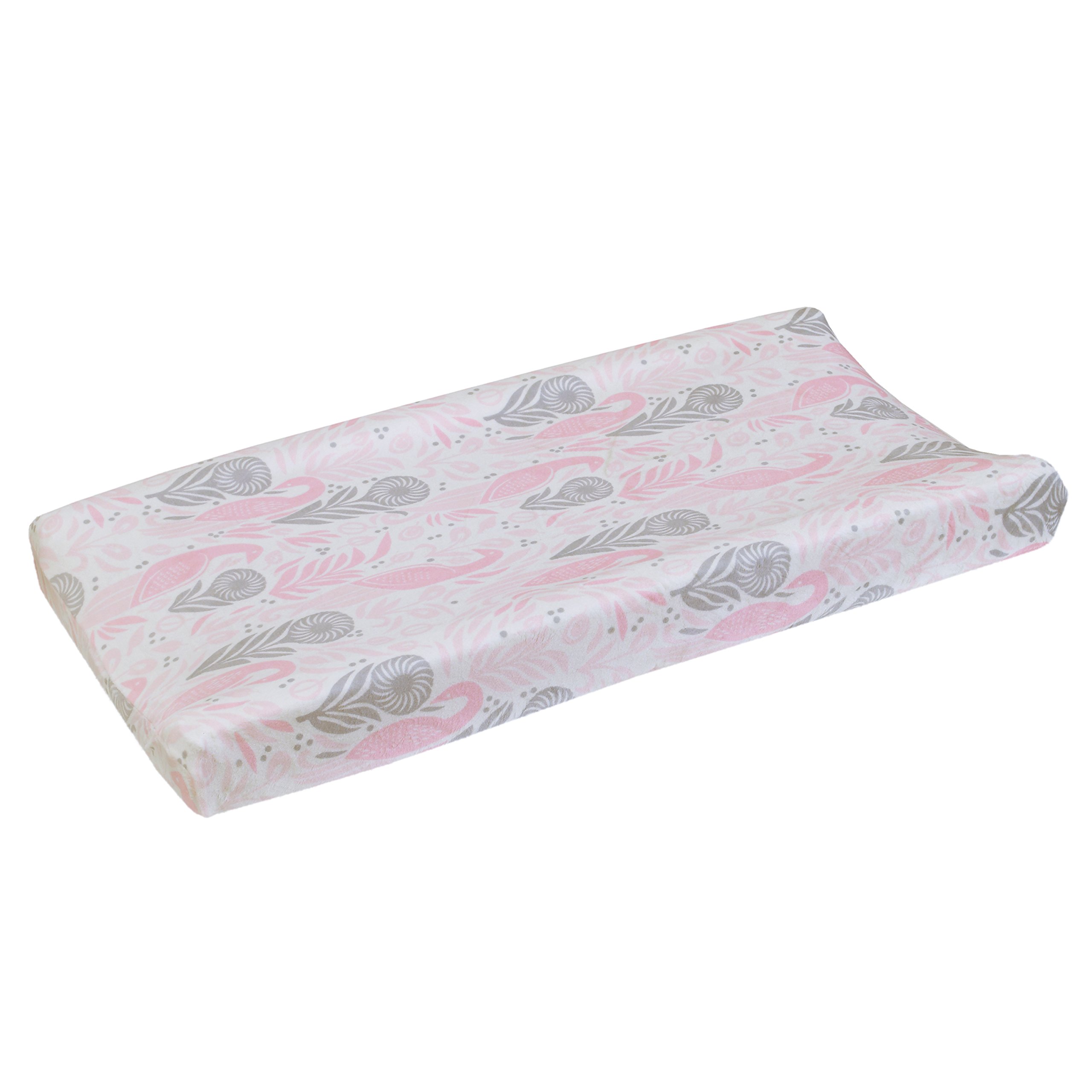 Dwell Studio Beautiful Boheme Peacock/Feathers Super Soft Changing Pad Cover, Pink/Gray/White-image-41