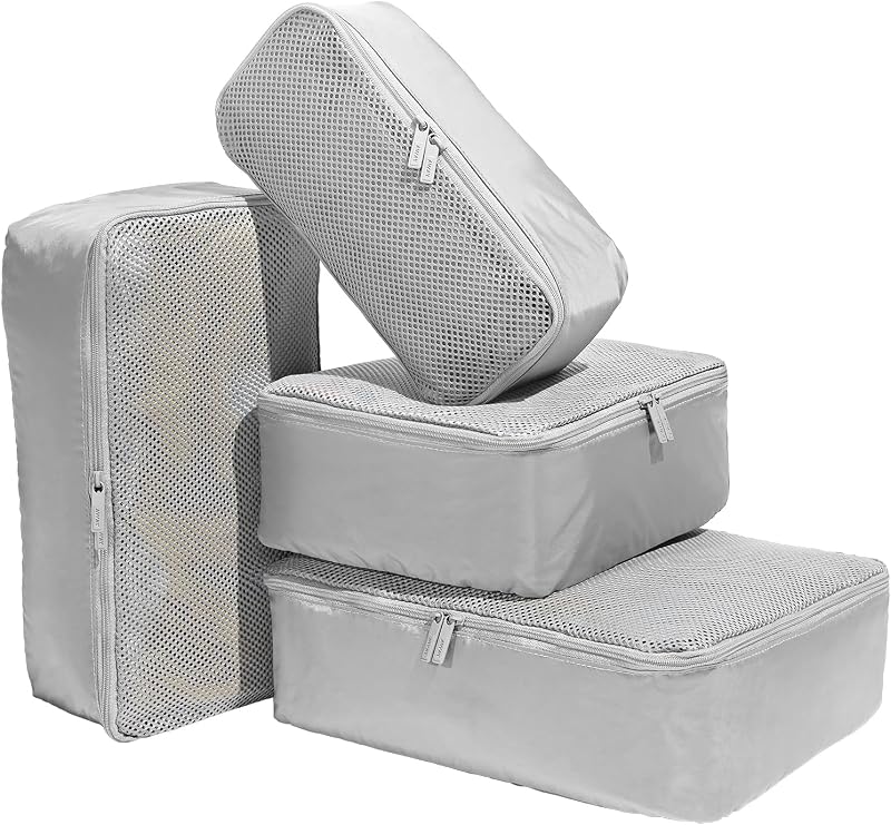 Away Insider Packing Cubes Juego de 4, organizadores de equipaje de viaje livianos | Juego de cubos de embalaje de 4 piezas para valija, bolsos de mano y equipaje, organizadores de viaje livianos para empacar, gris nube