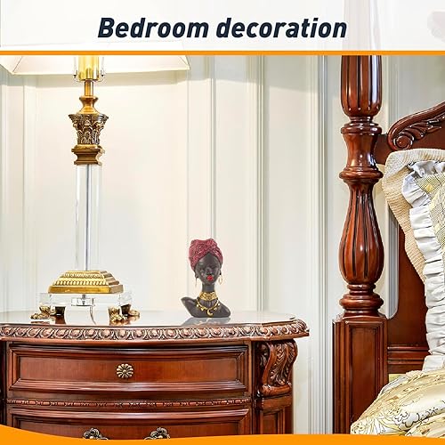 Miniatura 4 de CMTGYPIN Estatua de dama tribal africana para decoración del hogar, escultura de resina hecha a mano con arte africano, perfecta para decoración de