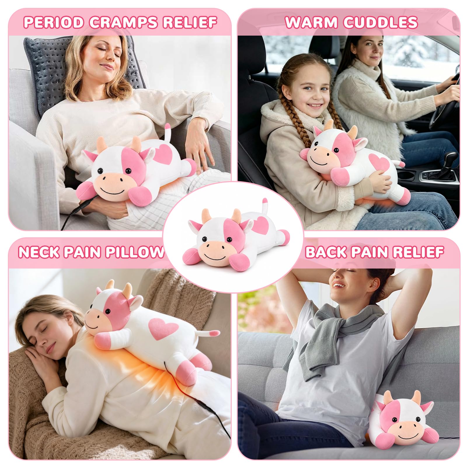 Manta eléctrica con apagado automático, almohadilla térmica eléctrica USB para período, cojín térmico Warmies, cuello, espalda, hombros, vientre, regalos de Navidad para mujeres y niñas