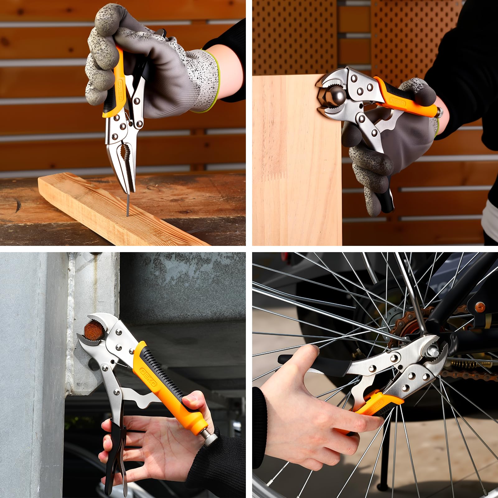 DEKOPRO Set di 5 pinze di bloccaggio, set di pinze con pinze Cr-V, pinza a becco curvo da 12,7 cm/17,8 cm/25,4 cm, pinza a becco lungo 16,5 cm/24,1 cm