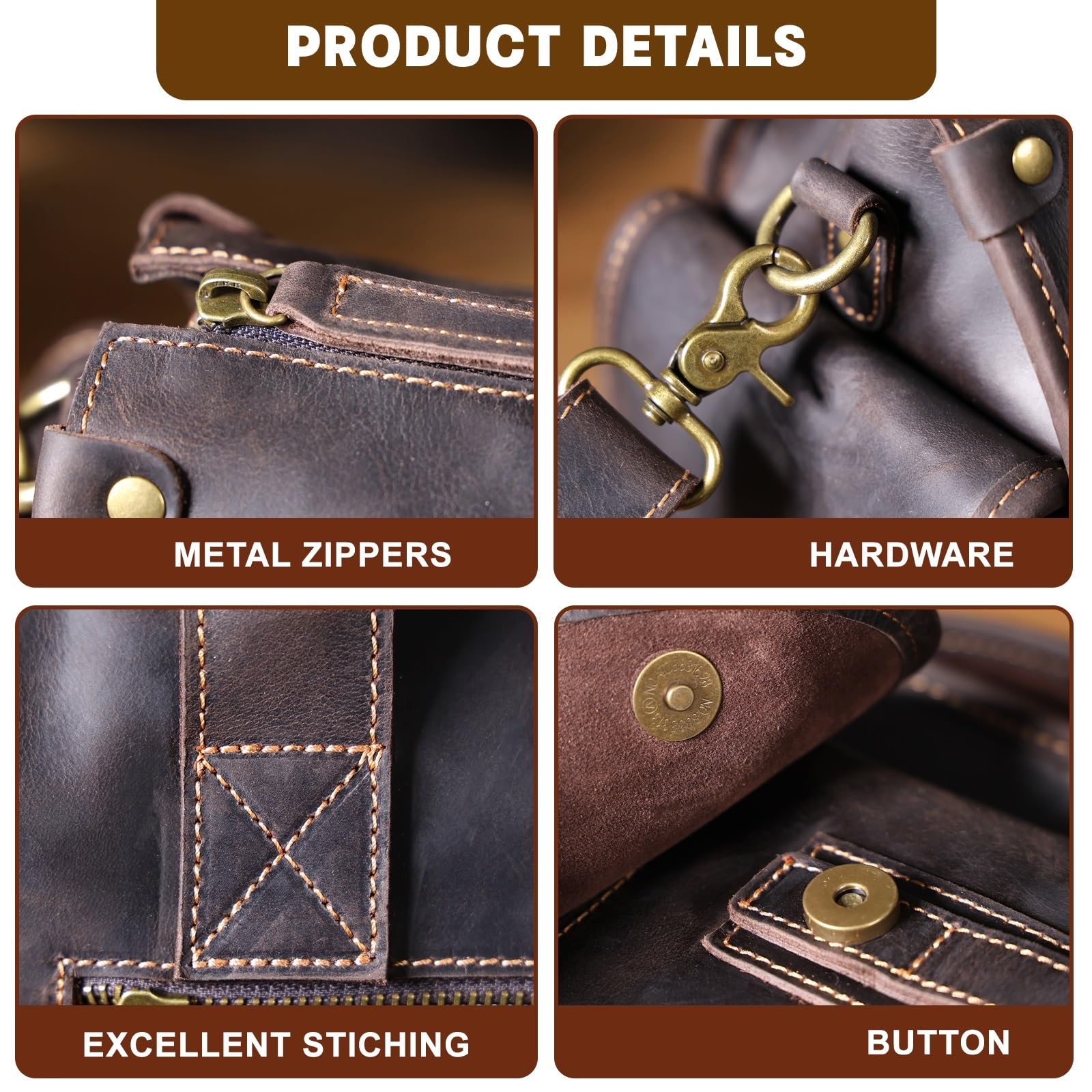 Cartella da Uomo in Pelle, Cartella in, Borsa for Laptop 14", a Tracolla in, Ufficio in di Vacchetta for,Cartella