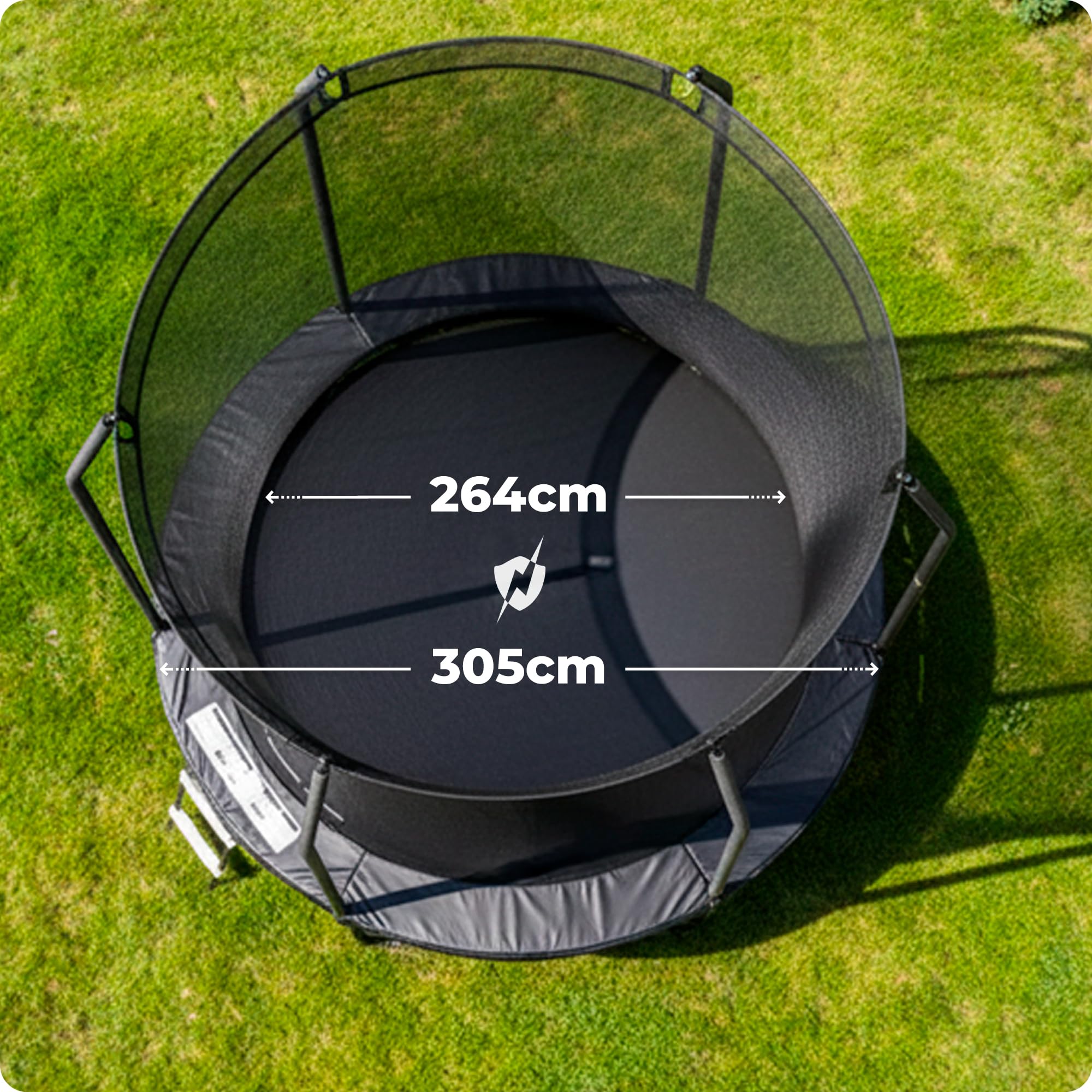 THUNDER Trampolino da Giardino Outdoor con Rete di Sicurezza & Scala – Stabile & Resistente alle Intemperie per Giardino e Tempo Libero