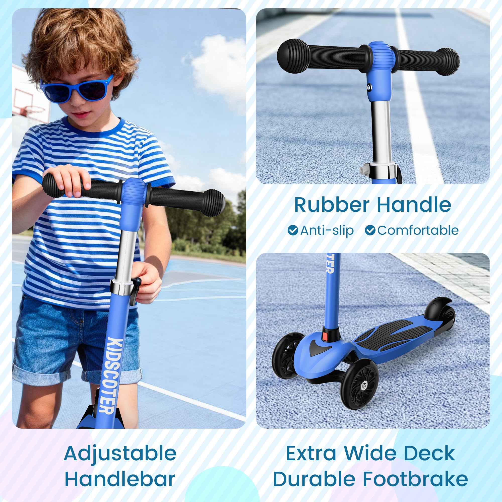 Trottinette réglable 2 en 1, pour Les 3-12 Ans, avec Guidon à 5 Niveaux, siège Amovible, Roues LED, Pliable, Rose (Filles et garçons) et Noir.