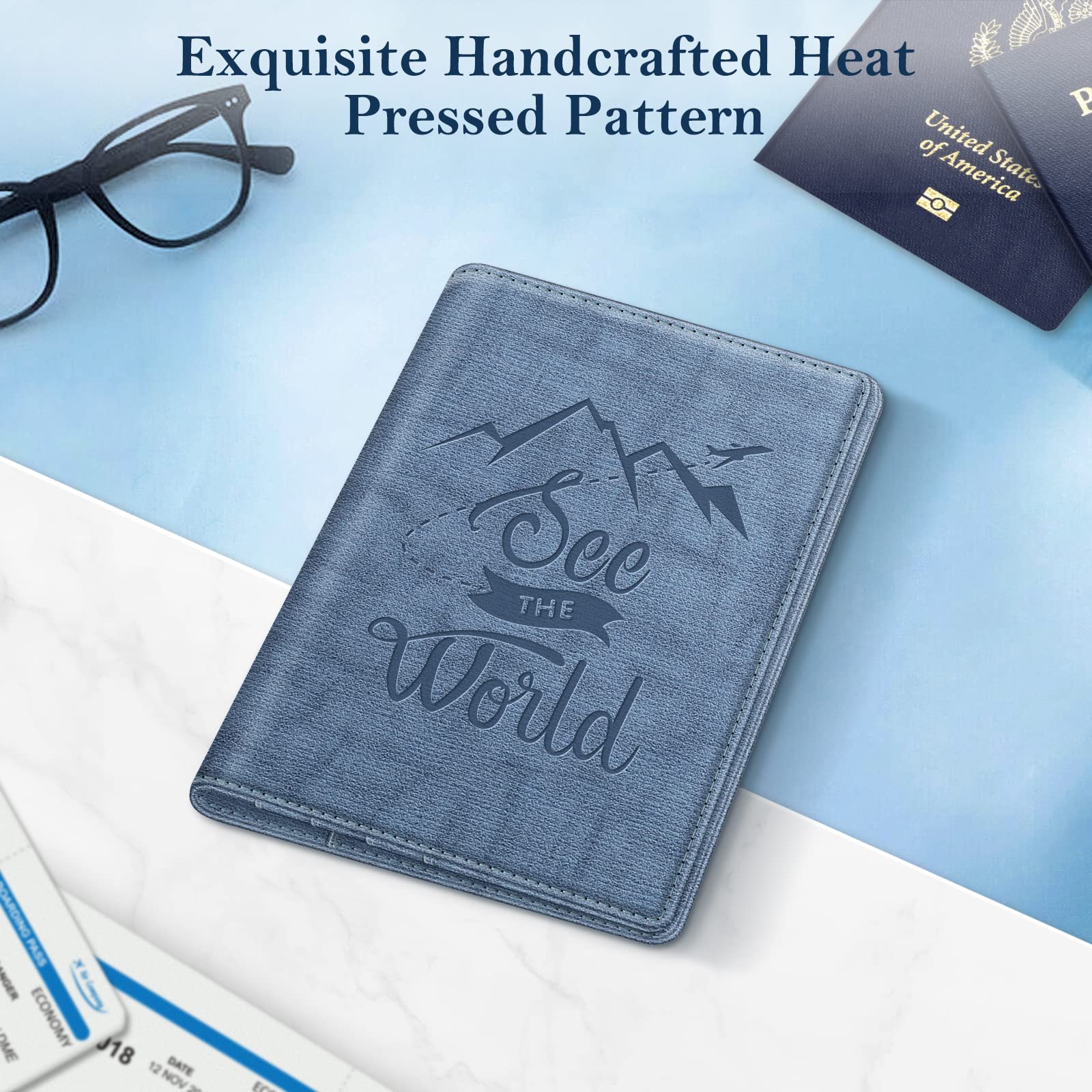 FINTIE Porta Passaporto da Viaggio Portafoglio con Protezione RFID per Carta di Credito ID Documenti Custodia,
