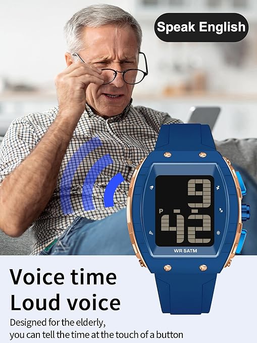 Findtime – Montre Numérique Pour Personnes Âgées – Chiffres Extra-Larges, Annonce Vocale, Étanche – Facile à Lire