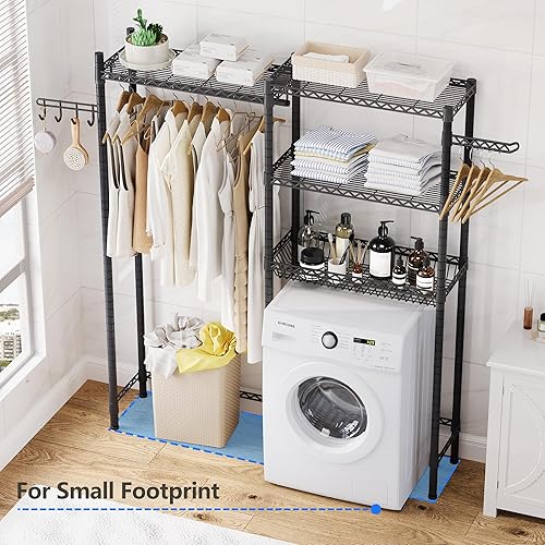 Miniatura 9 de IDEALHOUSE Estante de almacenamiento para lavadora y secadora, organizador de lavandería, ahorro de espacio, estantes de secado de ropa, resistentes