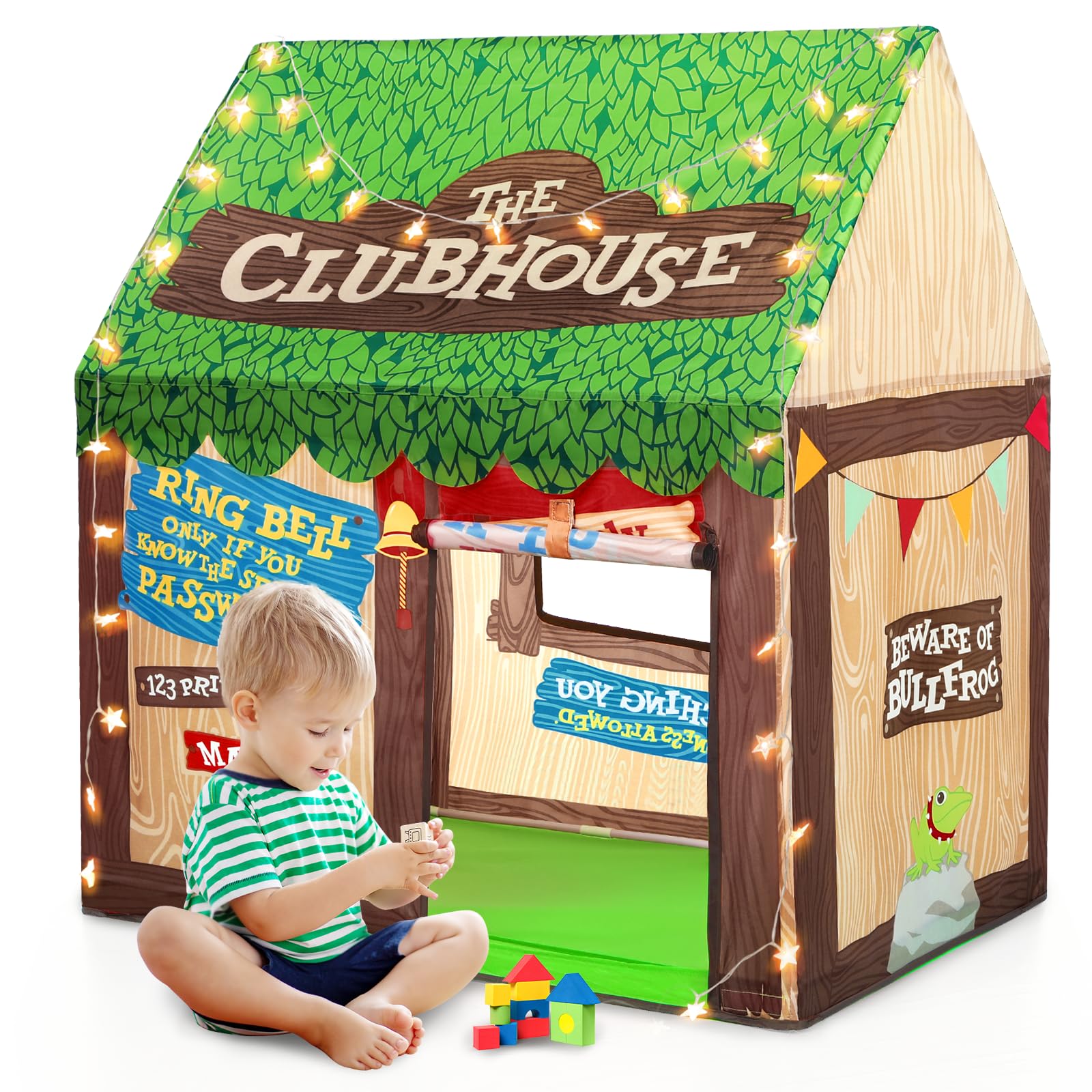 Indoor Kids Play Tents for Toddlers: Boys Tent for Kids with Star Lights - Cute Clubhouse Kids Fort Children Toys House for Christmas Birthaday