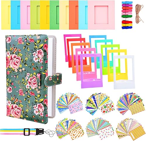 Sunmns Kit de accesorios compatible con películas Fujifilm Instax Mini de 12, 11, 9, 90, 70, incluye álbum, calcomanías de película, marcos de