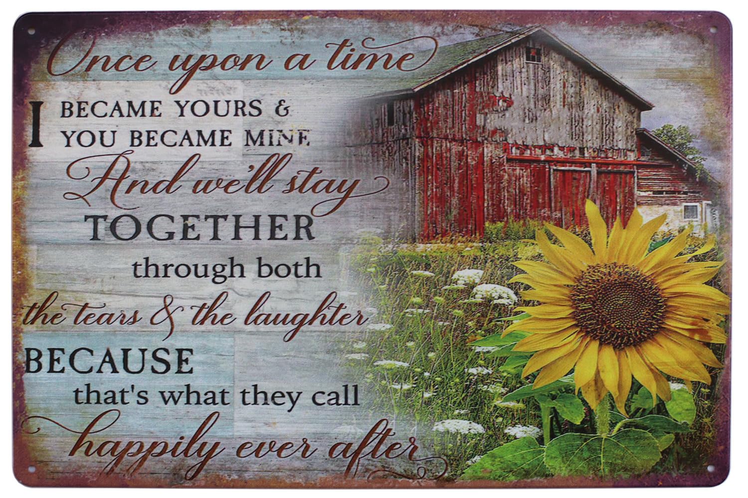 KWQDOZF Once Upon a Time Happily Ever After Metal Tin Sign Wall Home Decor Art Plaque Retro Vintage (Once)