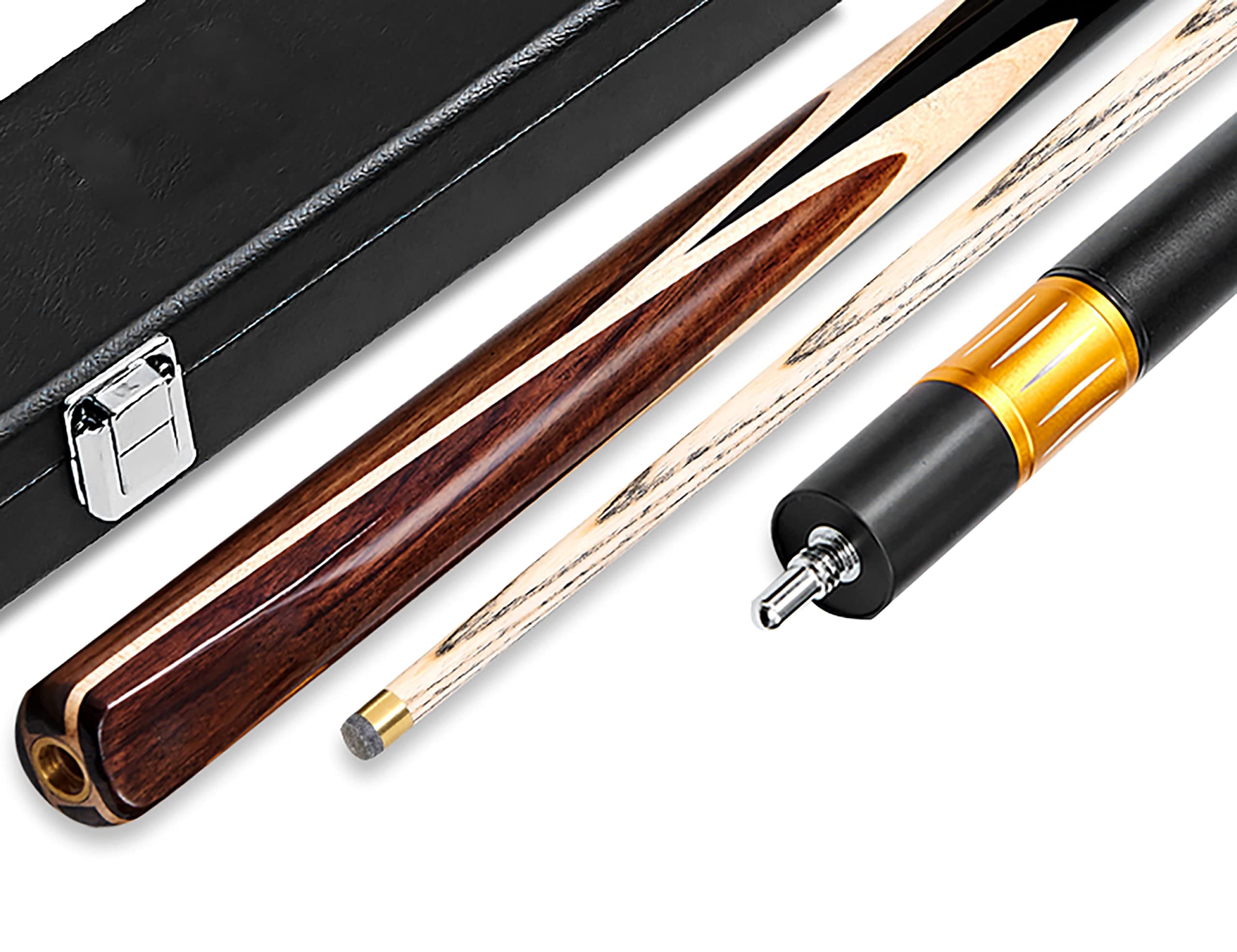 TQQ 3/4 Snooker Pool Cue,Head Diameter 10mm,Ash Wood Billiard Stick with Retractable Extension Rod,Billiard Room Accessories with Soft Case/Hard Case Optional/C / 145cm