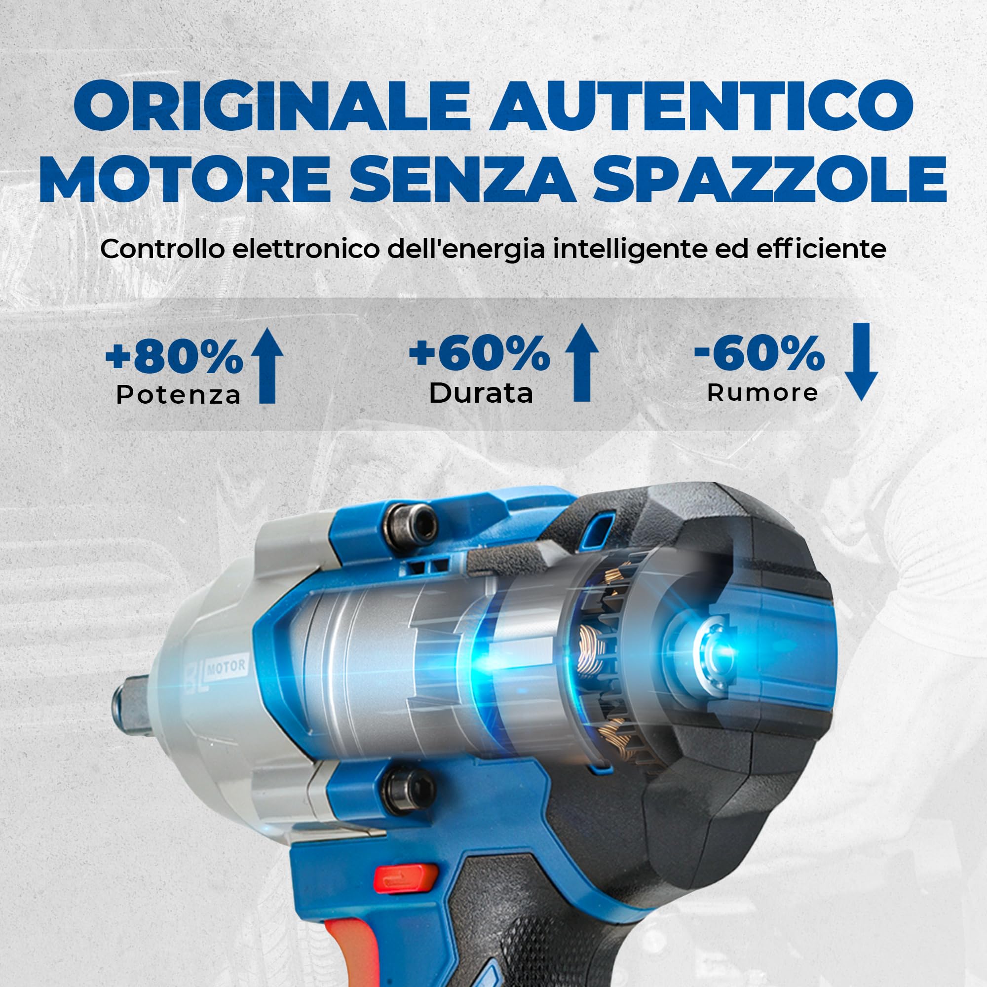 Chiave a impatto senza spazzole Dong Cheng 20V, coppia elevata 698Nm, 4 modalità, chiave a impatto senza fili 1/2 pollice con scatola di immagazzinaggio, include 2 batterie 4,0 Ah e caricabatterie