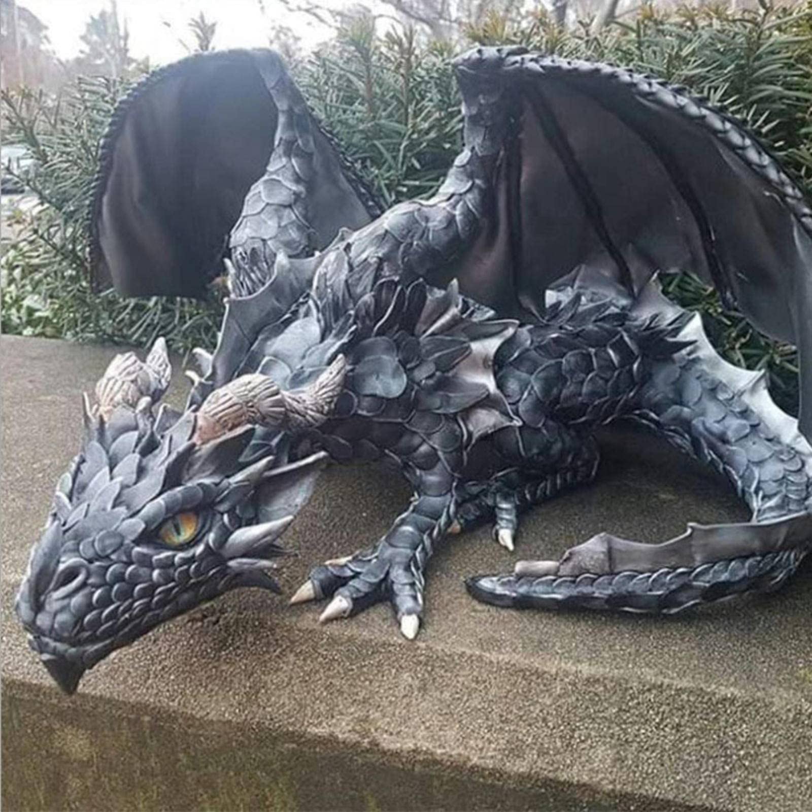 ドラゴン レジン彫刻 手のひらサイズ Amazon.co.jp: 翼のある大きなしゃがむドラゴンの彫刻-ドラゴン