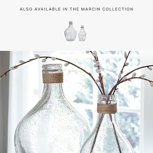 Miniatura 5 de Signature Design by Ashley Marcin Modern Glass 2 Peiece - Juego de jarrones con cuello de botella, transparente