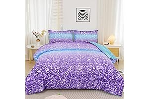 ZRNBAST Gradient Glitter Rainbow 3 Pcs Twin Comforter Set for Girls