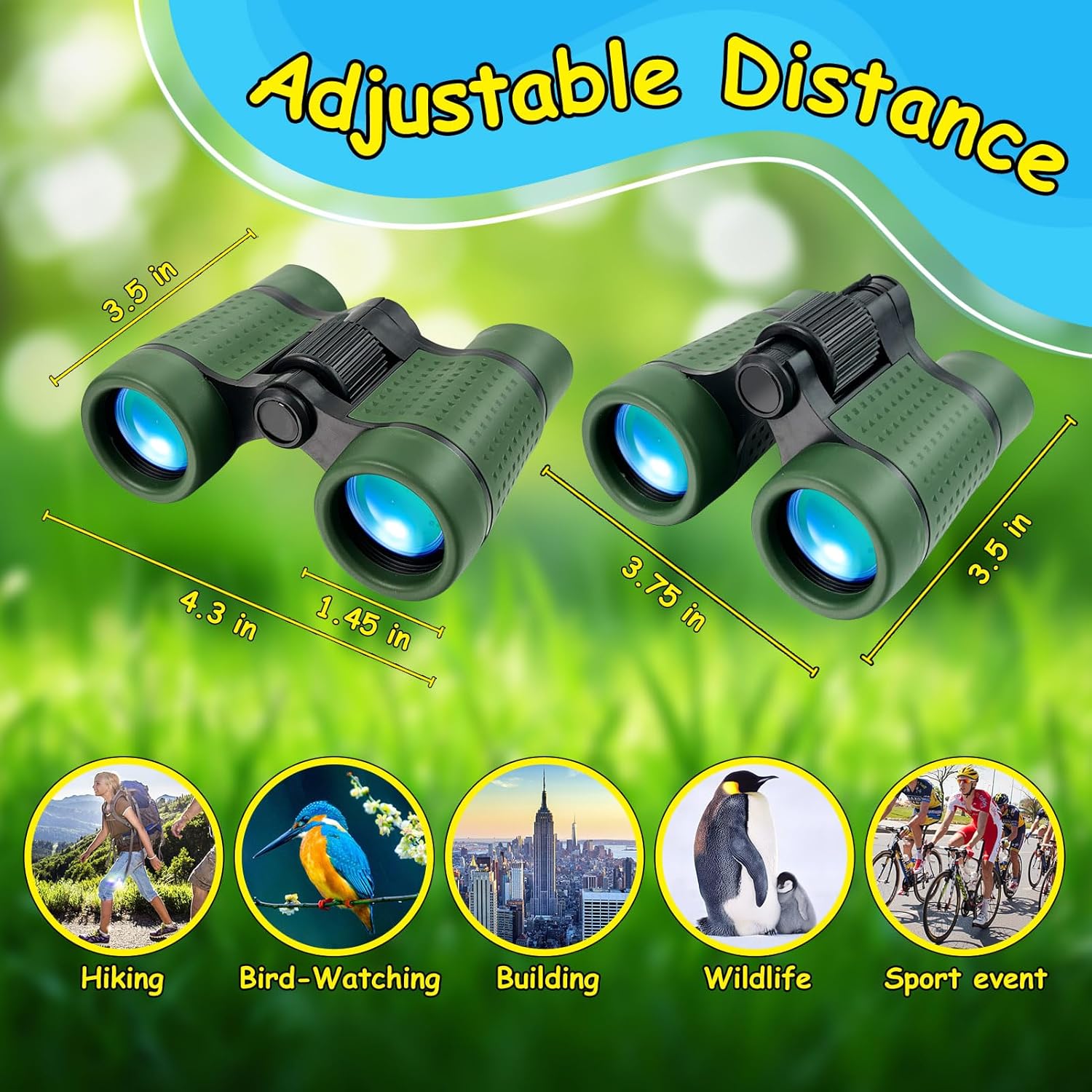 ESSENSON Binoculars for Kids Toys Gifts for Age 3-12 Years Old Boys Girls Kids Telescope Outdoor Toys for Sports and Outside Play, Bird Watching, Birthday Presents Green image 3 of 6 B0F1XPT7TL