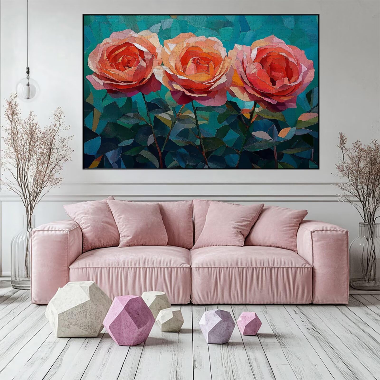 Puzzle 3000 elementów abstrakcyjne puzzle dla dorosłych różowe 122 x 81 cm unikalne rzemiosło klasyczne 3D drewniana układanka do rodzinnych gier aktywnych, układanka zrób to sam do dekoracji ścian