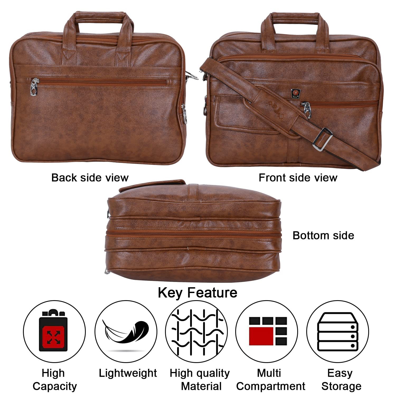 Synthetic Leather Elegant messenger bag Office Bag Briefcase Laptops/Tablet for men and women with multiple compartments and an expandable bottom Tan Colour(16 inch) 12 81NKSasg0tL. SL1500
