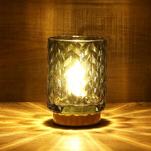 Miniatura 7 de Lámpara a pilas con temporizador, pequeña lámpara de mesa con bombilla LED, lámparas inalámbricas de vidrio junto a la luz de mesa para sala de