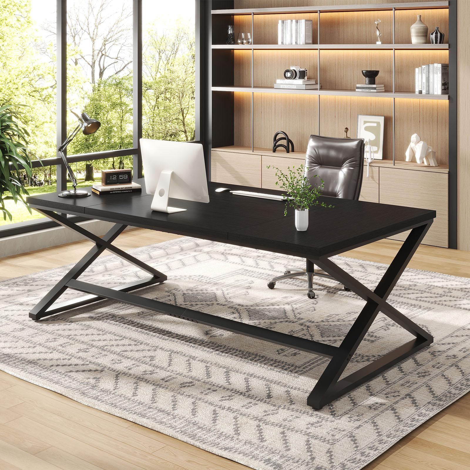 Amazon.com: IBF Large Black Computer Desk, 70.8” Long Writing Desk
