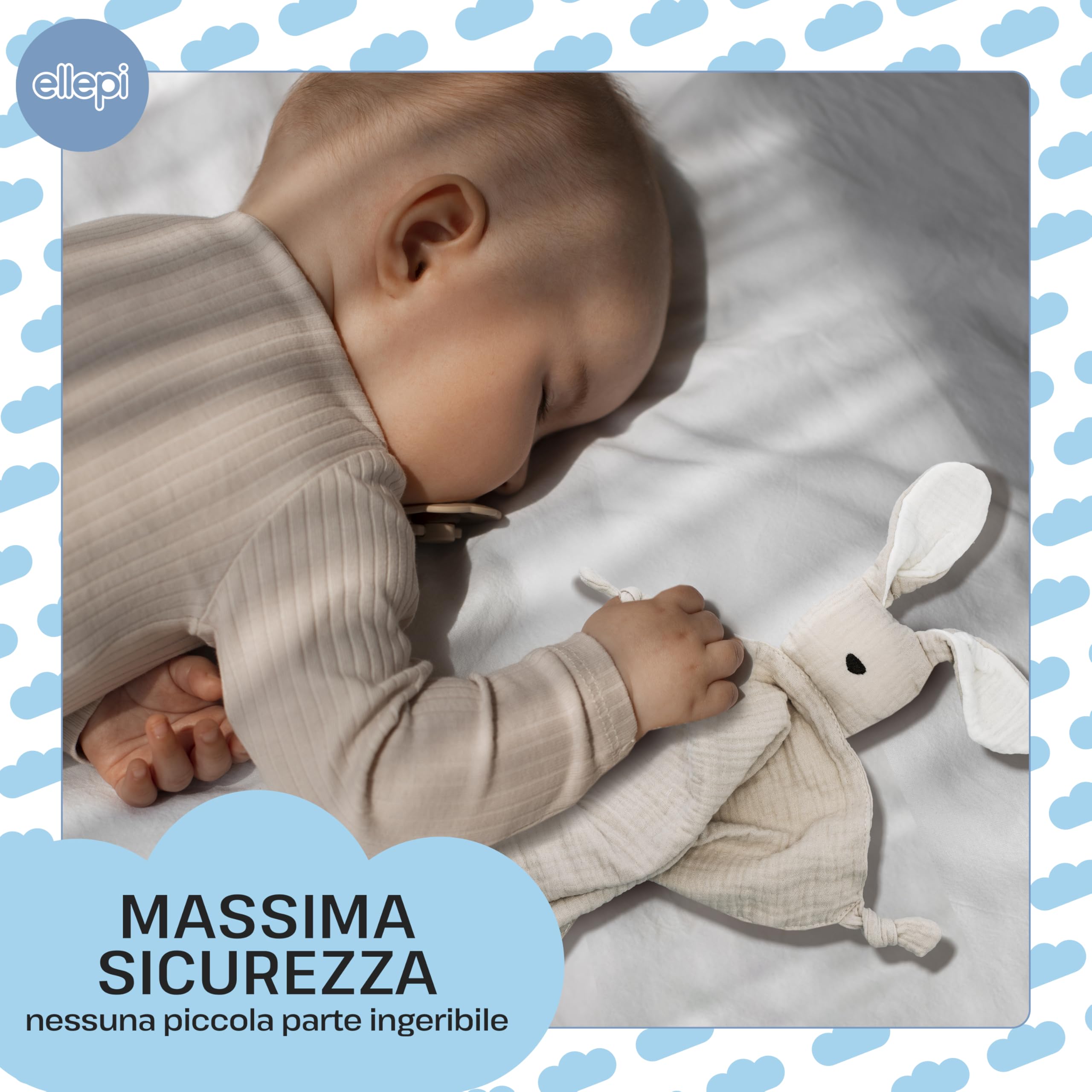 Ellepi Doudou Neonato Set Regalo Nascita Bio - Set Completo con Doudou, Bavaglino e Massaggia Gengive in Cotone Biologico per Neonati 0-3 Mesi (Rosa)