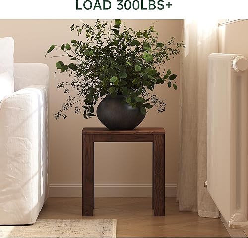 Miniatura 4 de Mesa auxiliar 100% de madera maciza para sala de estar, taburetes de comedor de nogal con bordes redondos, taburete de 17 pulgadas, reposapiés