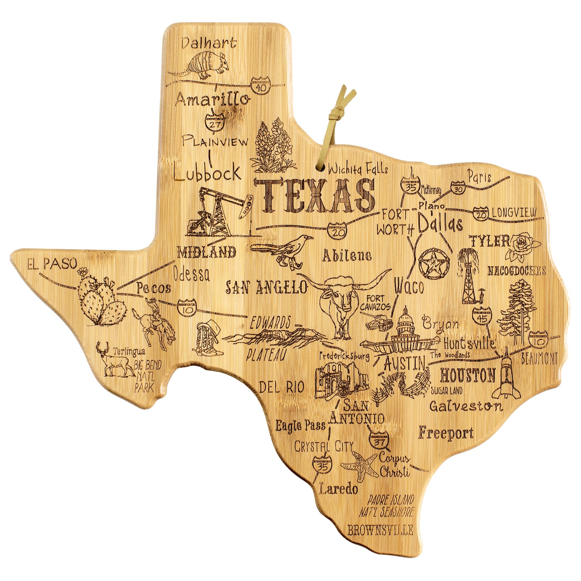 Totally BambooDestination Texas State Shaped Cutting Board, Charcuterie and Serving Board – Gift for Texas Lovers, Home Décor or Kitchen UseClimatePartner certified