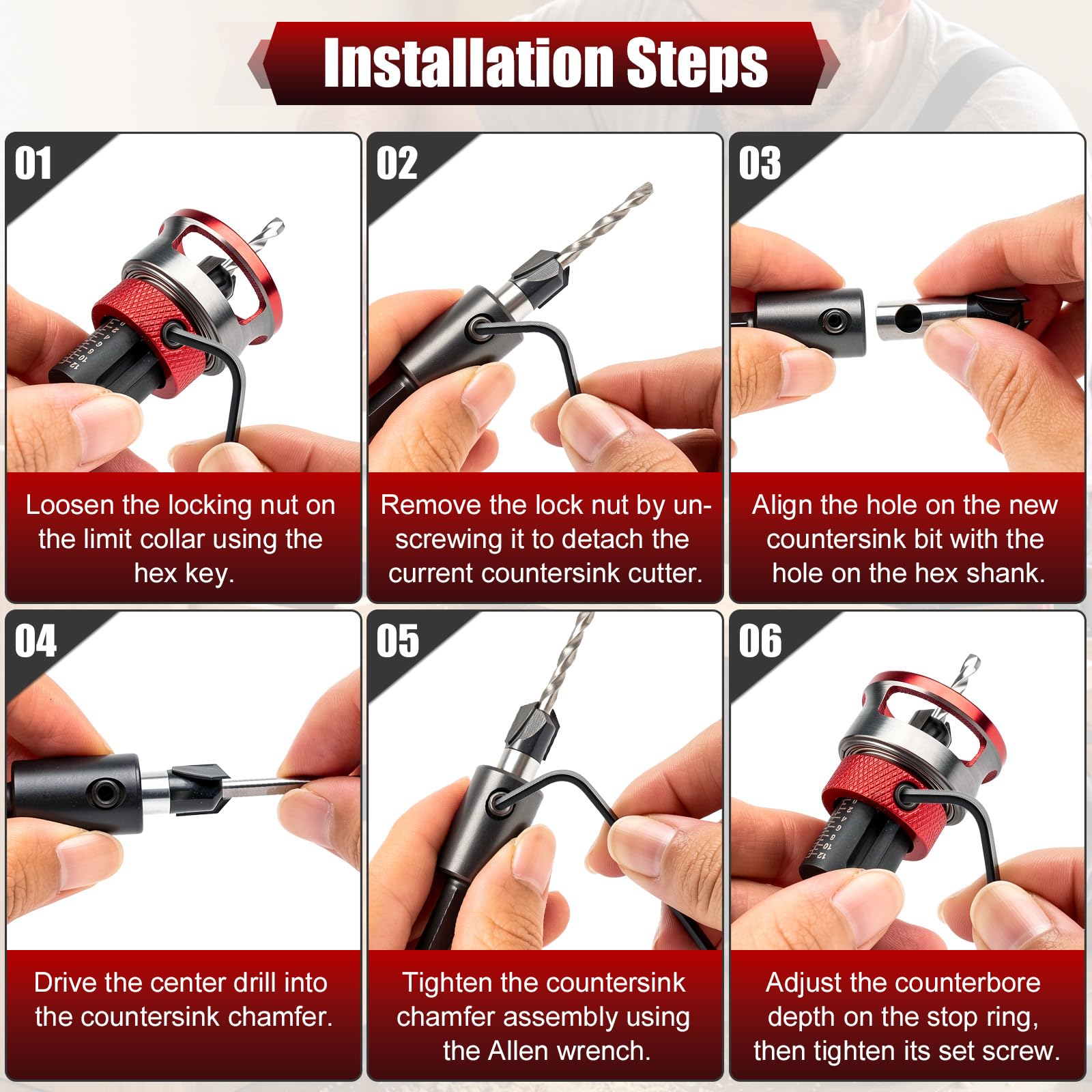 Vieliian Countersink Drill Bits - 9 Piece Set -6