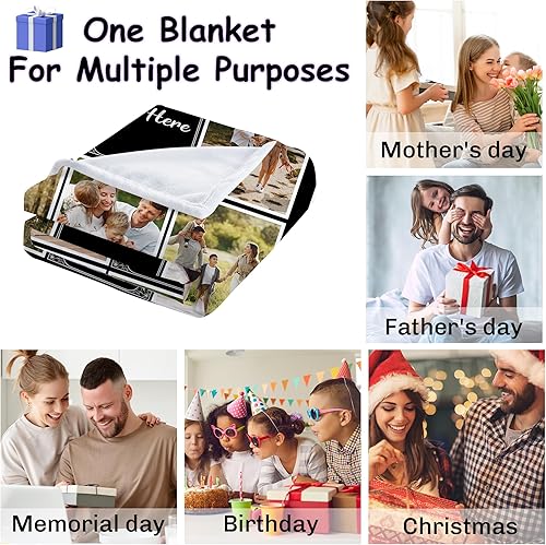 Miniatura 5 de Mantas de collage de imágenes personalizadas con texto, mantas de fotos personalizadas para mujeres, hombres, novios, regalos personalizados para