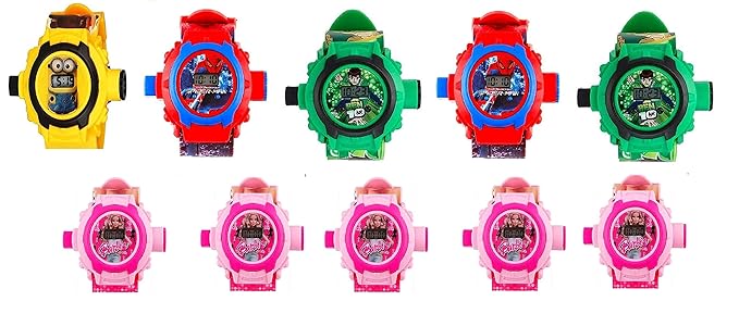 Ionix Digital Set of 25 Projector Watch,Mix Design of 15 Boys Watch, 10 Girls Watch, Projector Watch for Kids(Multicolour Dial Multicolour Colored Strap)-Projector Watch