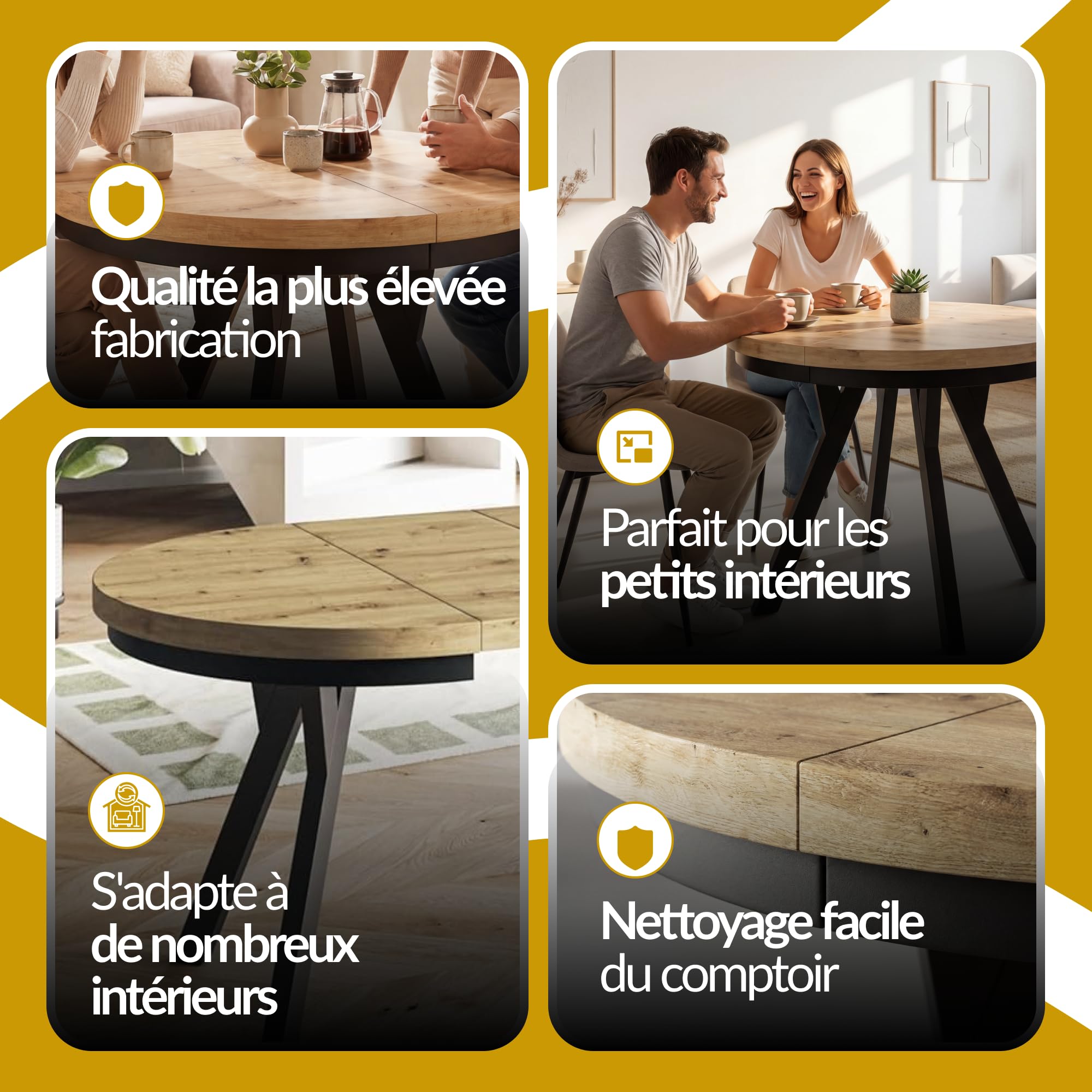 Table a Manger Extensible, 80 cm, Artisan, Collection Evo