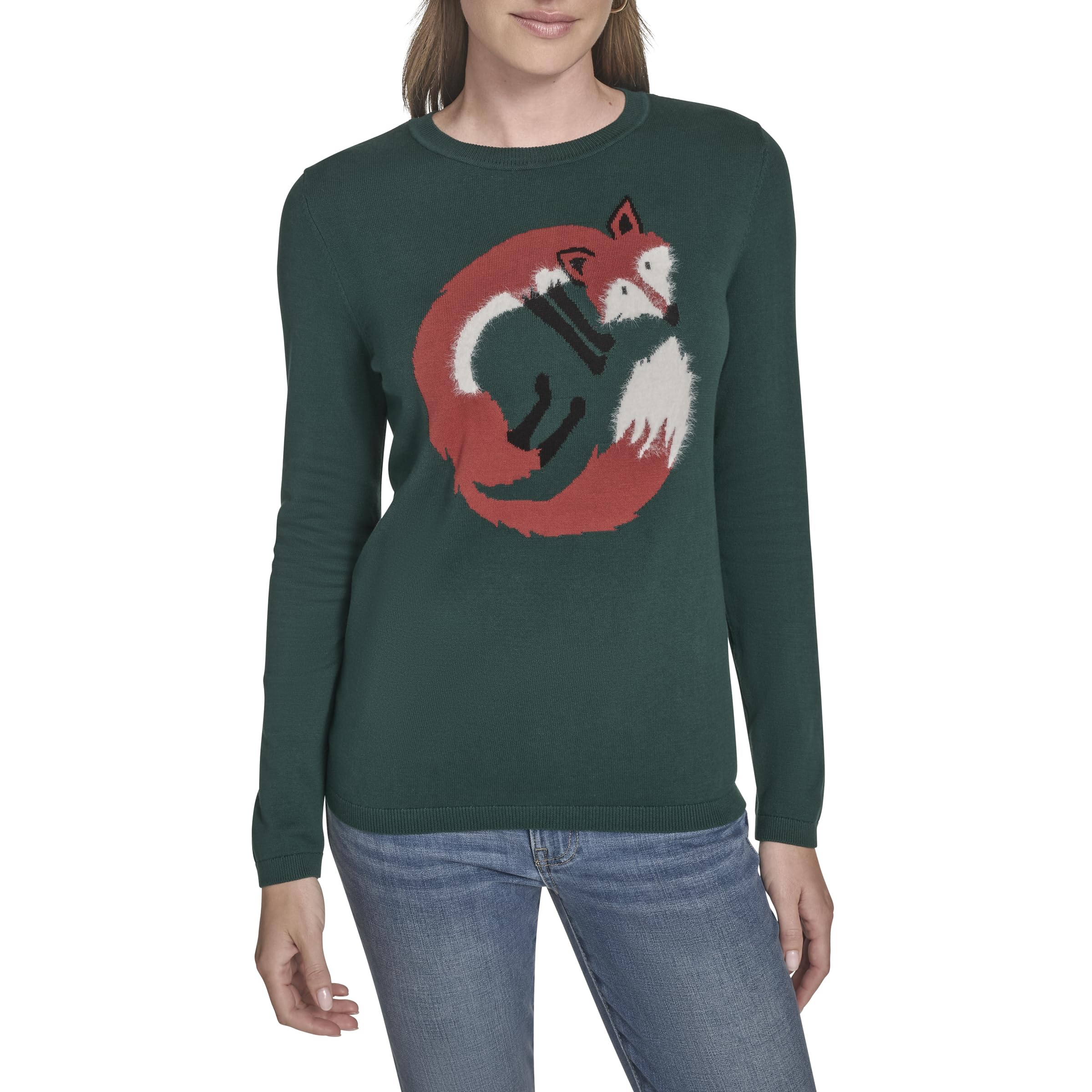 Tommy Hilfiger Women's Forest Fox Pullover Crewneck Everyday Sweater, Xl