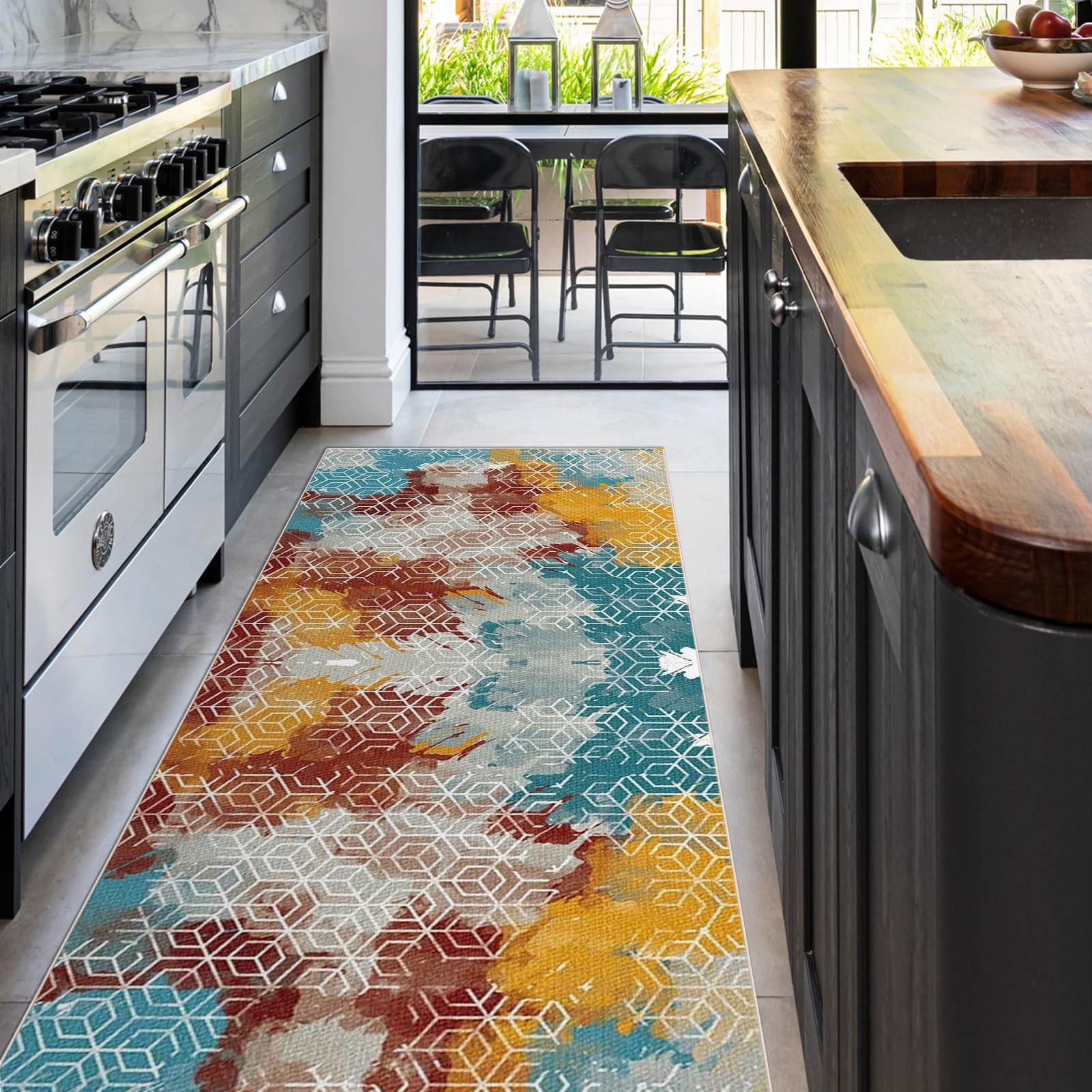 Alfombra pasillo antideslizante y lavable para cocina y comedor, dimensiones 90 x 200 cm