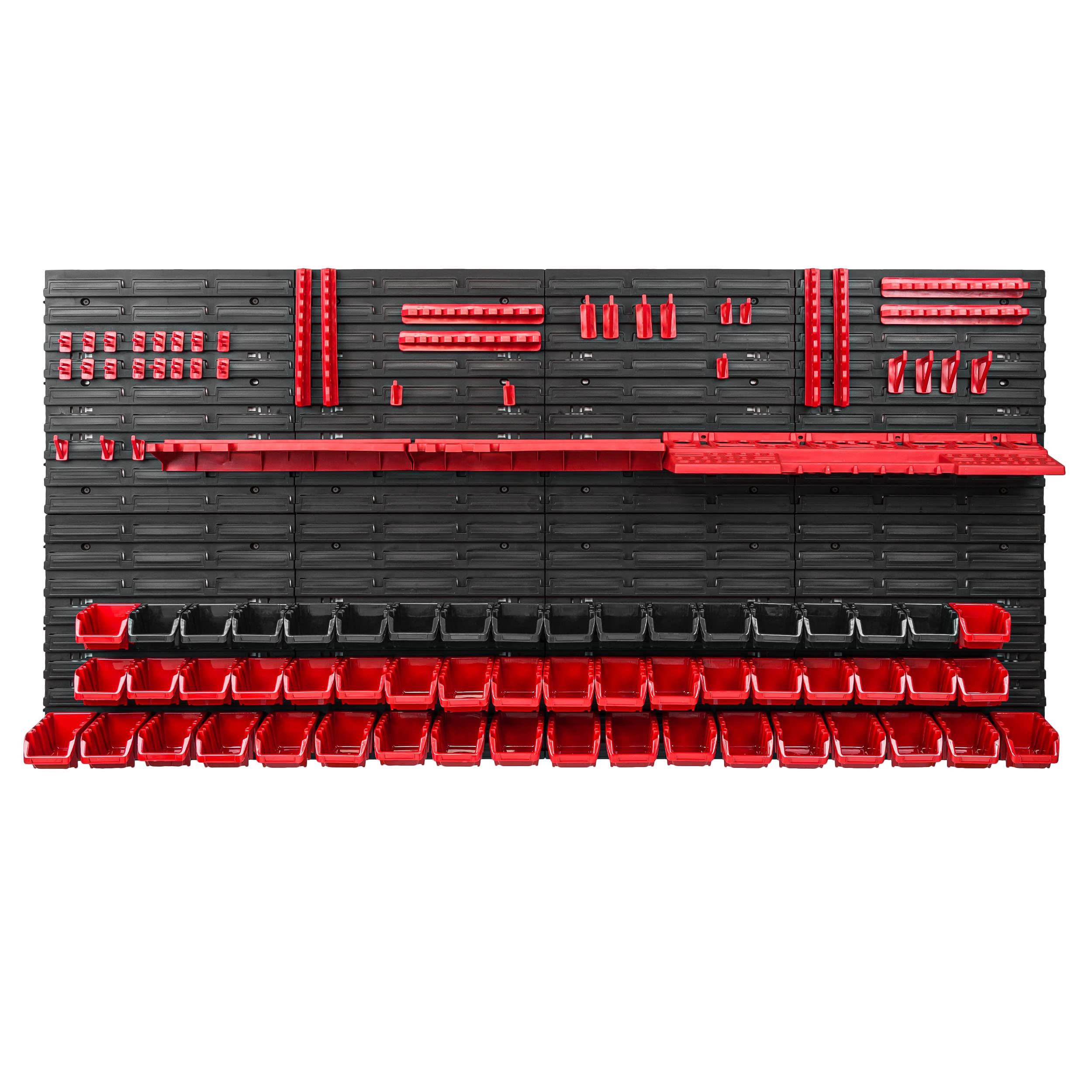 System magazynowy regał warsztatowy | 156 x 78 cm | 56 szt. pudełko | regał ścienny z uchwytami narzędziowymi i pojemnikami do układania - płyty ścienne ekstra mocny regał magazynowy regał garażowy