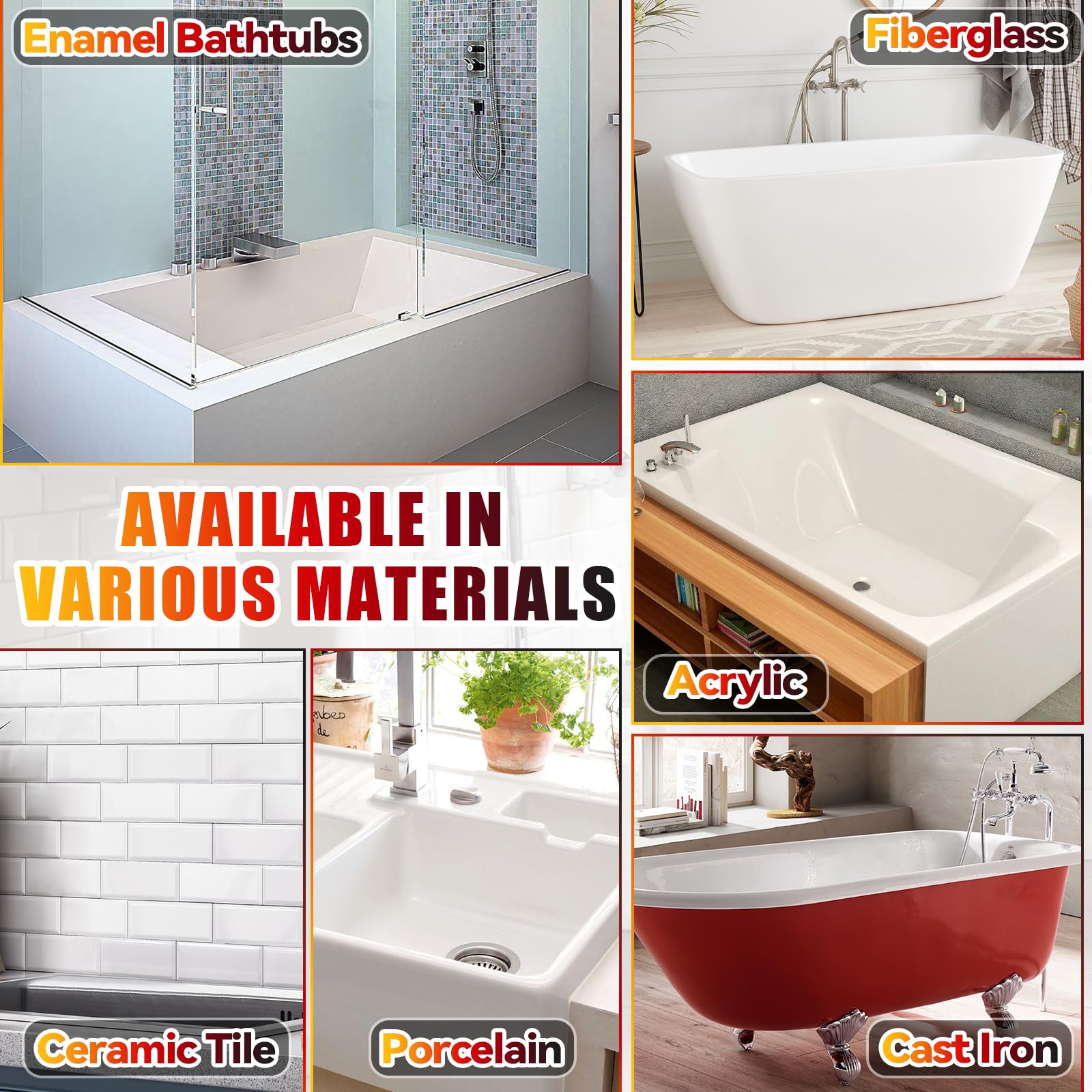 White Tub and Tile Touch-Up Paint,Semi-Gloss Waterproof Porcelain Repair Paint for Bathtubs, Sinks & Tiles, Covers Scratches Chips on Enamel and Acrylic - 3