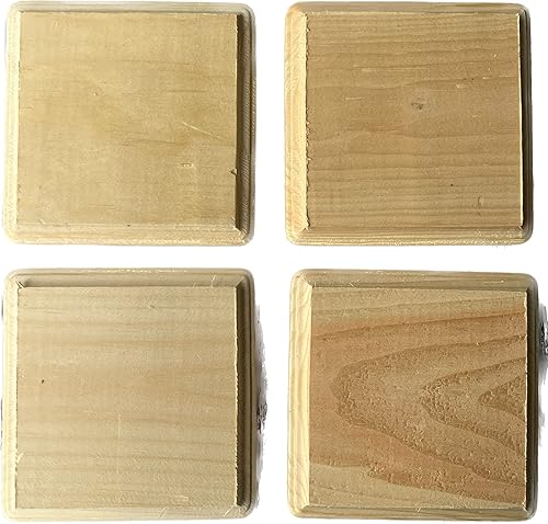 Placa de madera sin terminar para pintura artesanal (paquete de cuatro unidades de 5 x 5)