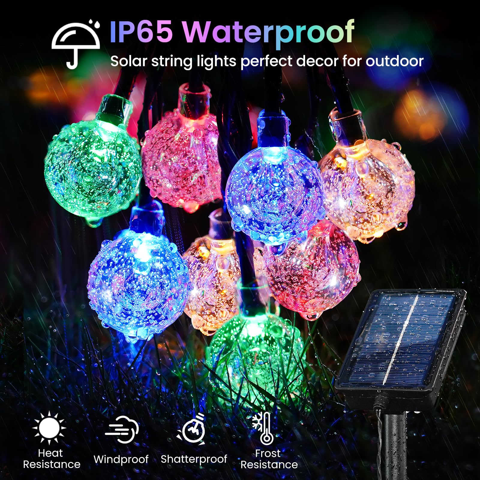 FOMYHEARD Catena Luminosa Esterno Solare, 11M 60LED 8 Modalità Luci da Esterno Giardino, IP65 Impermeabile Luci Esterno Energia Solare per Matrimonio, Festa, Cortile, Balcone, Decorazioni, RGB