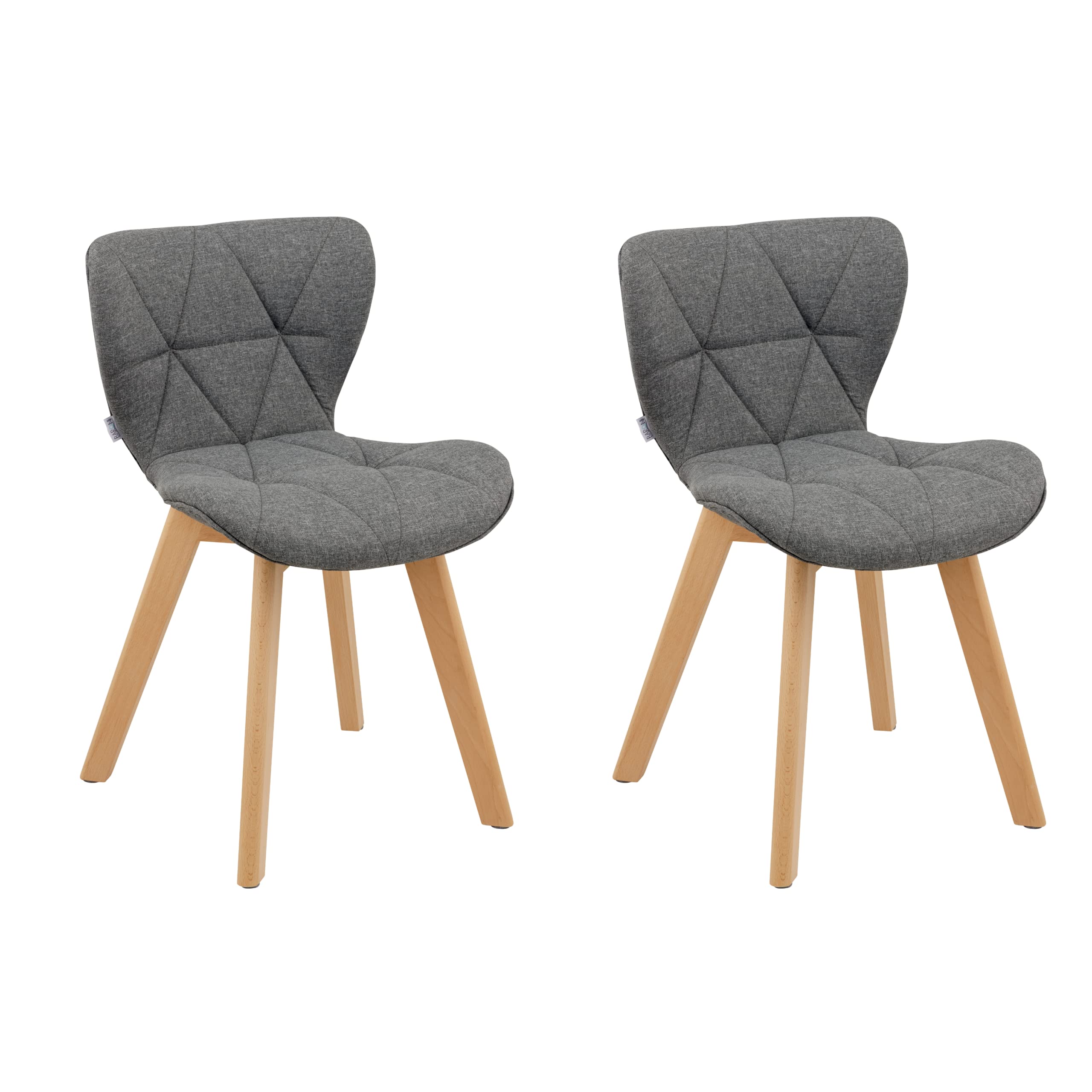 Baroni Home Silla de Comedor u Oficina con Patas de Madera, Silla ergonómica con Respaldo y cojín Acolchado, 42 x 42 x 74 cm (Gris, 2)