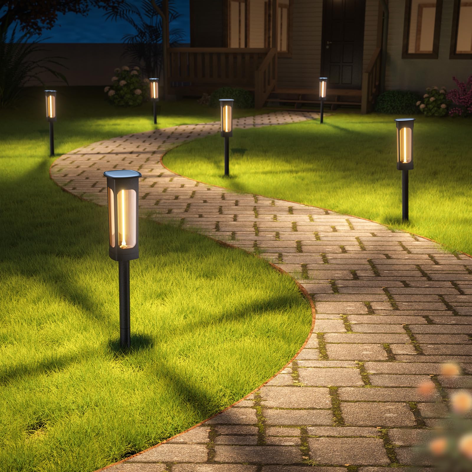 VOLISUN Solarlampen für Außen Garten, 6 Stück 3000K Warmweiß Solar Gartenleuchten, Wasserdicht Led Garten solarleuchten,Auto Ein/Aus Wegeleuchte,solar lights outdoor für Hof, Wege, Terrasse, Rasen