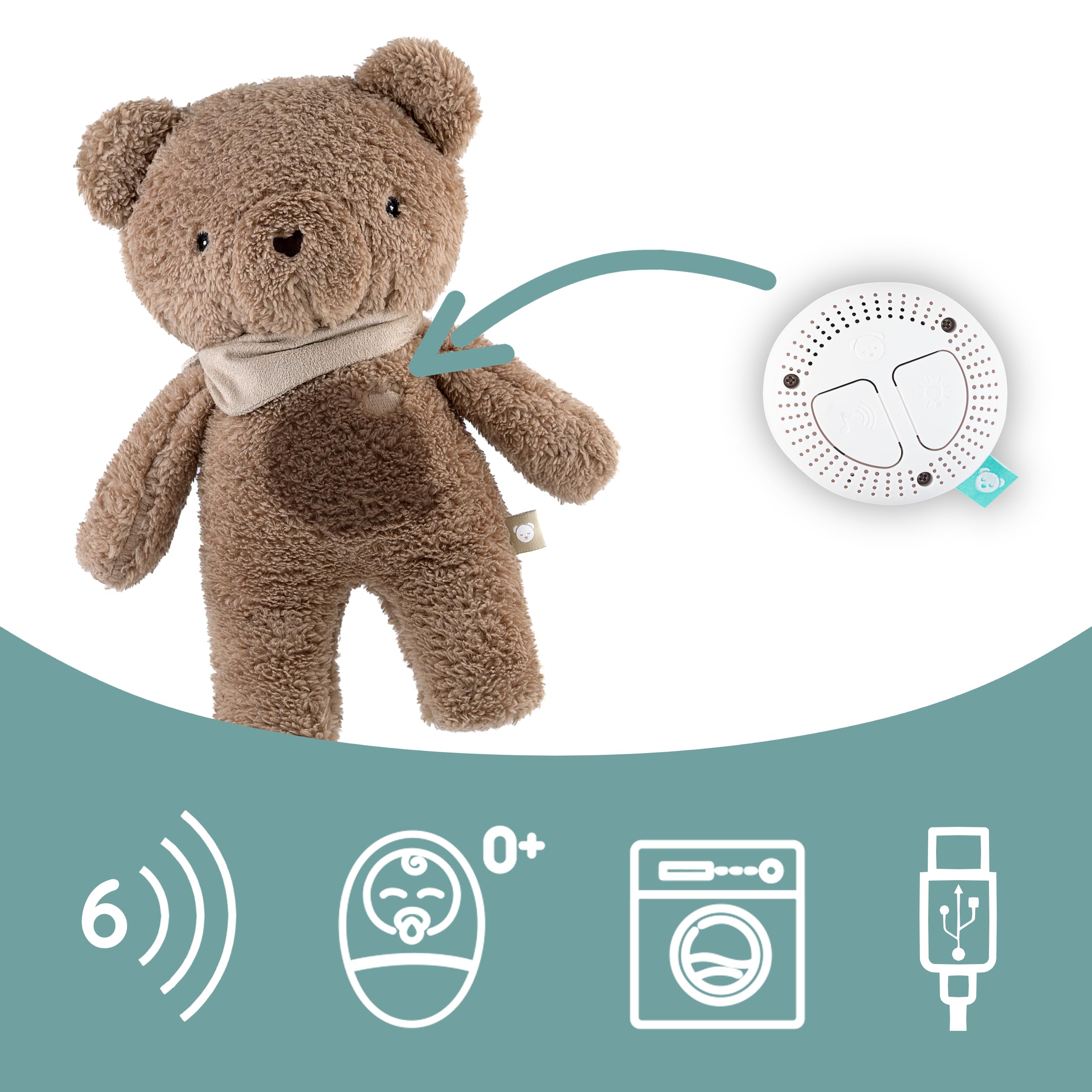 myHummy 5-in-1 Einschlafhilfe Bär mit Licht, braun