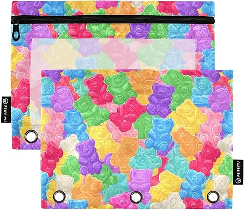 Miniatura 7 de Bolsas para carpetas, bonita bolsa de lápices Kawaii Corgi para carpeta de 3 anillas, paquete de 2 bolsas transparentes con cremallera para