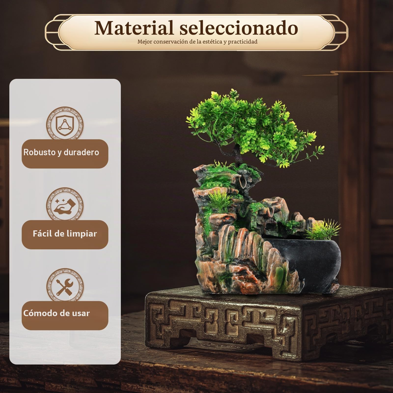 Fuente de interior, fuente de cascada, jardín de rocas, cascada, escritorio, jardín, fuente de interior, decoración del hogar